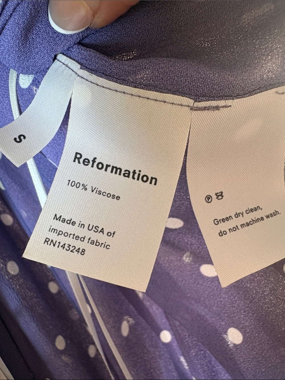 Reformation Lavender Polka Dot Wrap Midi Dress, size Small - Picture 8 of 12